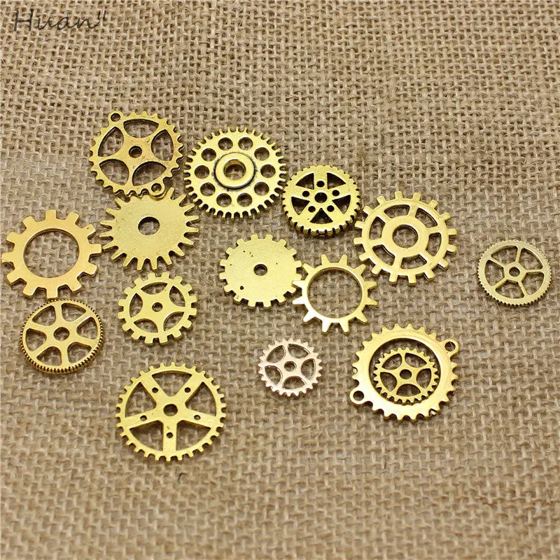 Микс 100 шт винтажные брелоки в стиле стимпанк Шестерня кулон два цвета подходят