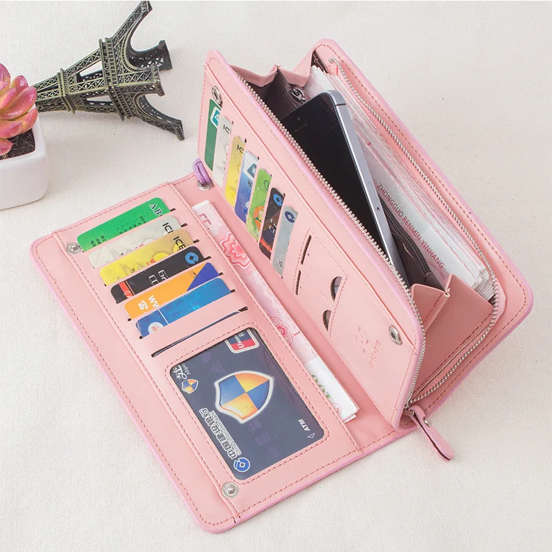 Women Famous Brand Designer High Quality Leather Wallet Female Zip Fashion Dollar Price Long Woman bag Purses |