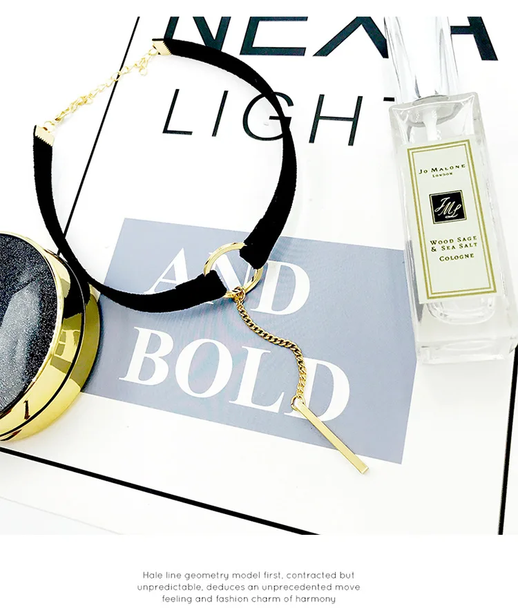 Корейский бархат круг шеи полоса простое ожерелье воротник кости чокер черное