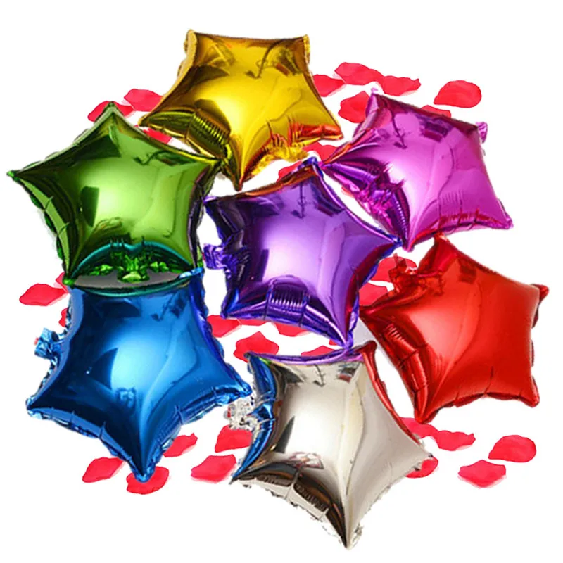20pcs/Lot 10 Inch Foil Balloons Party Decoration Helium Inflatable balls Five-Pointed StarStar Wedding Aluminum Baloons | Дом и сад