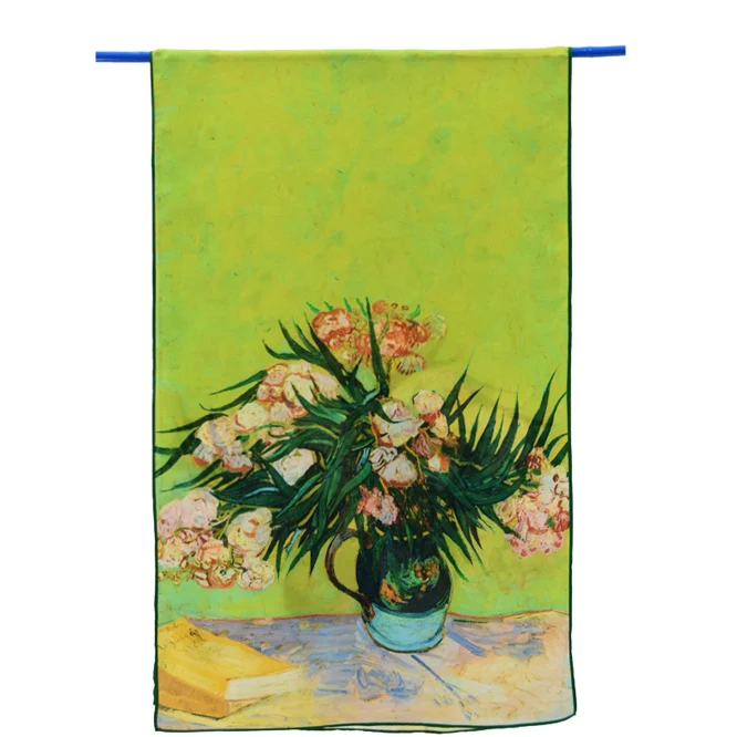 Van Gogh-Oleanders Yilijin натуральный шелковый шарф для женщин Винсента Ван Гога известный масляными красками напечатанный художественный шелковый платок и обертка 160x45 см - Цвет: Van Gogh-Oleanders