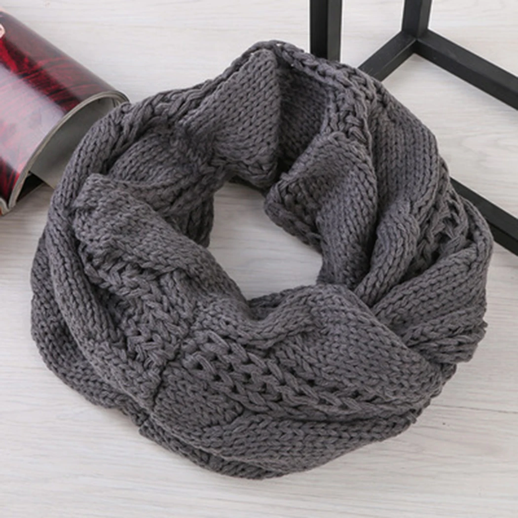 Весенние однотонные шарфы Snood теплый мягкий вязаный крючком Женский вязанный