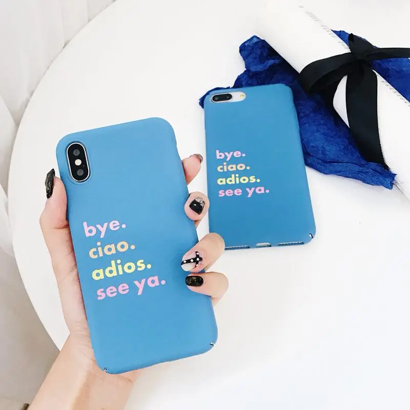 QINUO Creatives письмо свежий песчаник чехол для iPhone 6 6s 7 8 X Мода Tide Bye Ciao Жесткий задний