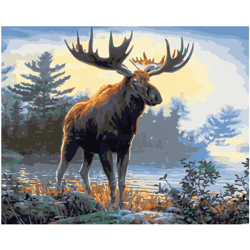 Картина по номерам DIY дропшиппинг 40x50x50x65 см прорастания moose Рив животных холст