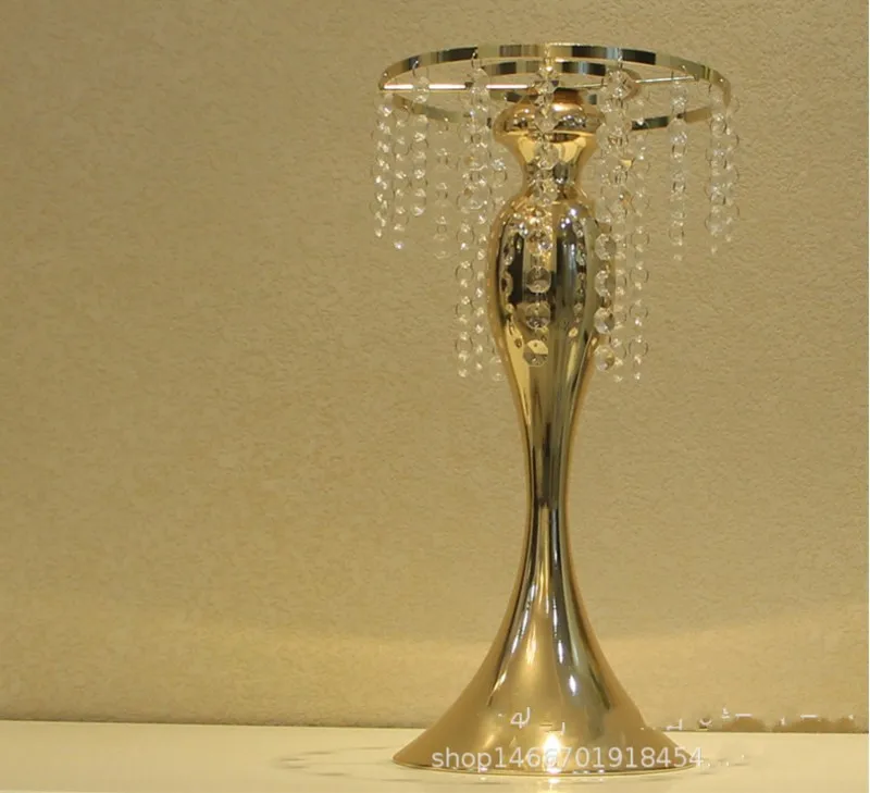 Распродажа оптом искрящая позолоченная Хрустальная Свадебная Цветочная стойка