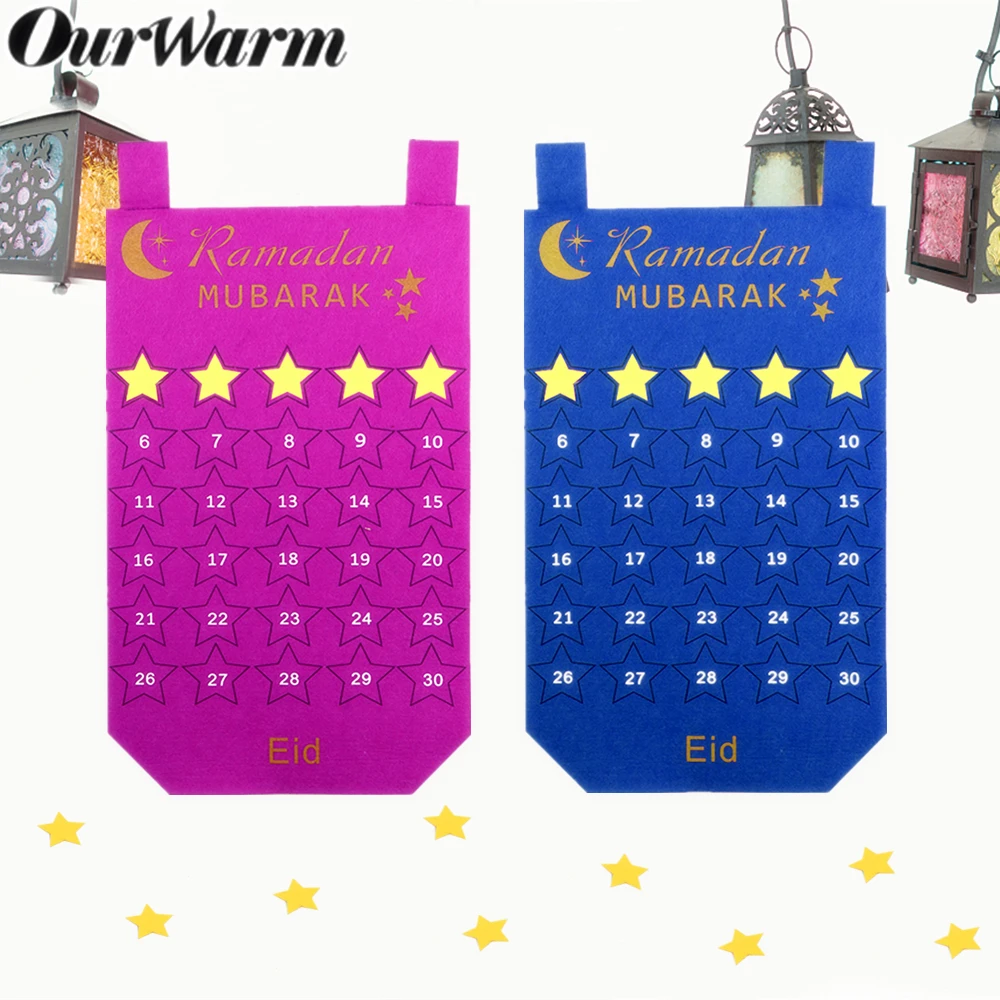 OurWarm ИД украшение Мубарак DIY войлочный календарь Золотая Звезда стикер дома