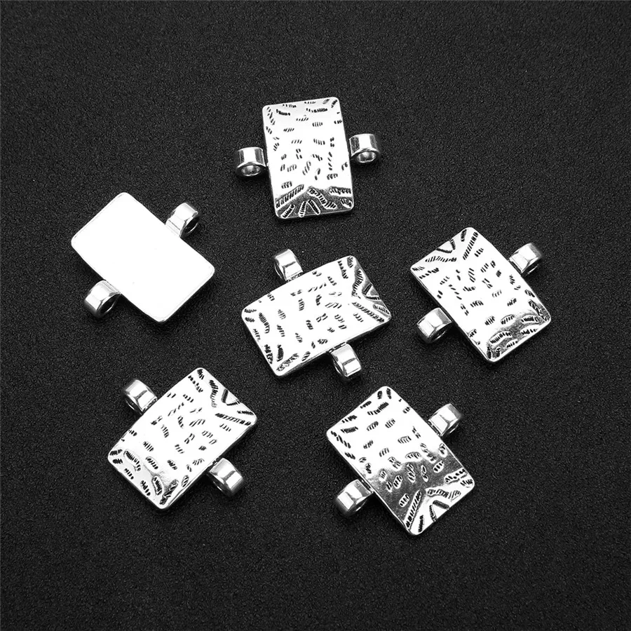 SAUVOO 10 шт./лот старинное серебро Цвет металлическим квадратным Форма Подвески