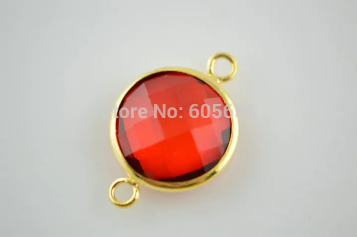 

15x22mm Two Loops Faceted Red Glass Crystal Coin Beads Jewelry Connectors Linked Necklace making 10pc per lot