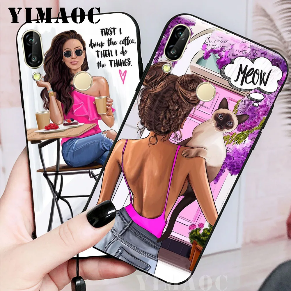 YIMAOC мягкий чехол для девочек и кошек huawei Y5 Y6 Y7 Prime Y9 mate 10 20 Lite Pro Nova 2i 3 3i 4 |