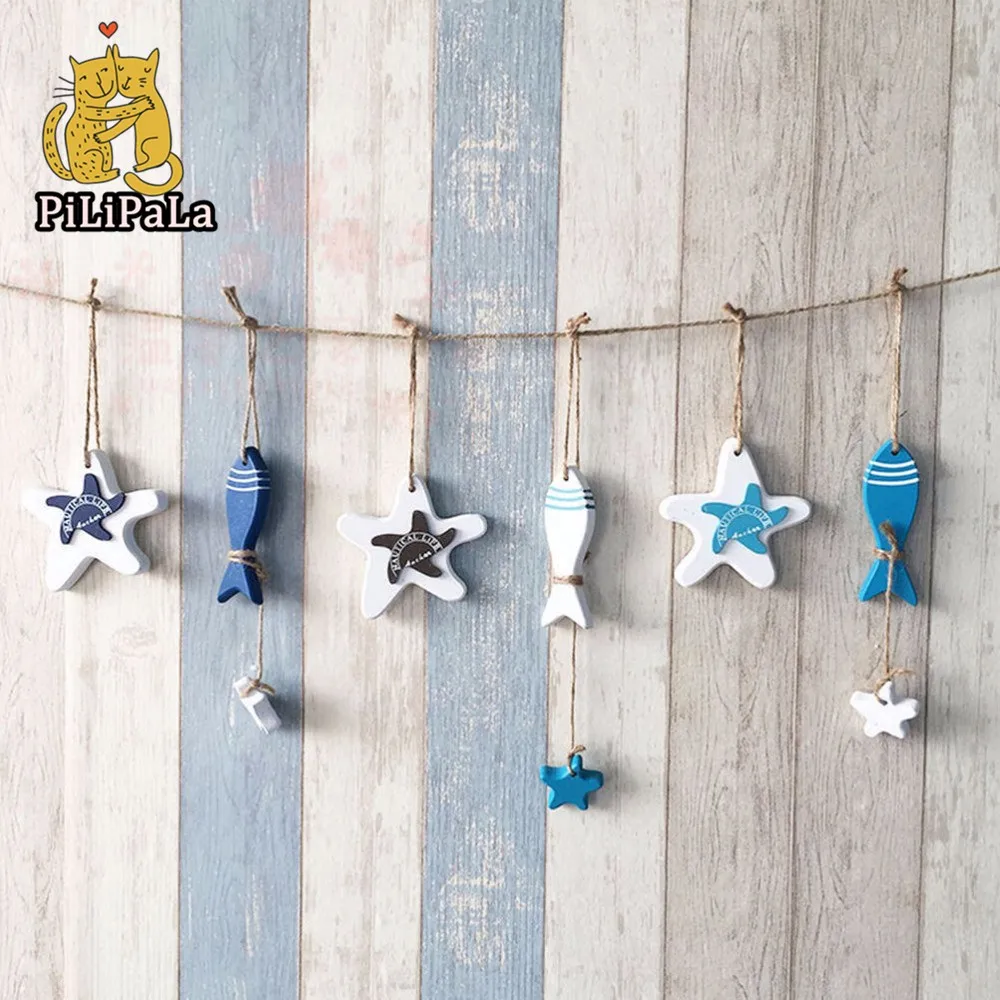 Милый стиль деревянная подвесная деревня в средиземноморском стиле с рыбками