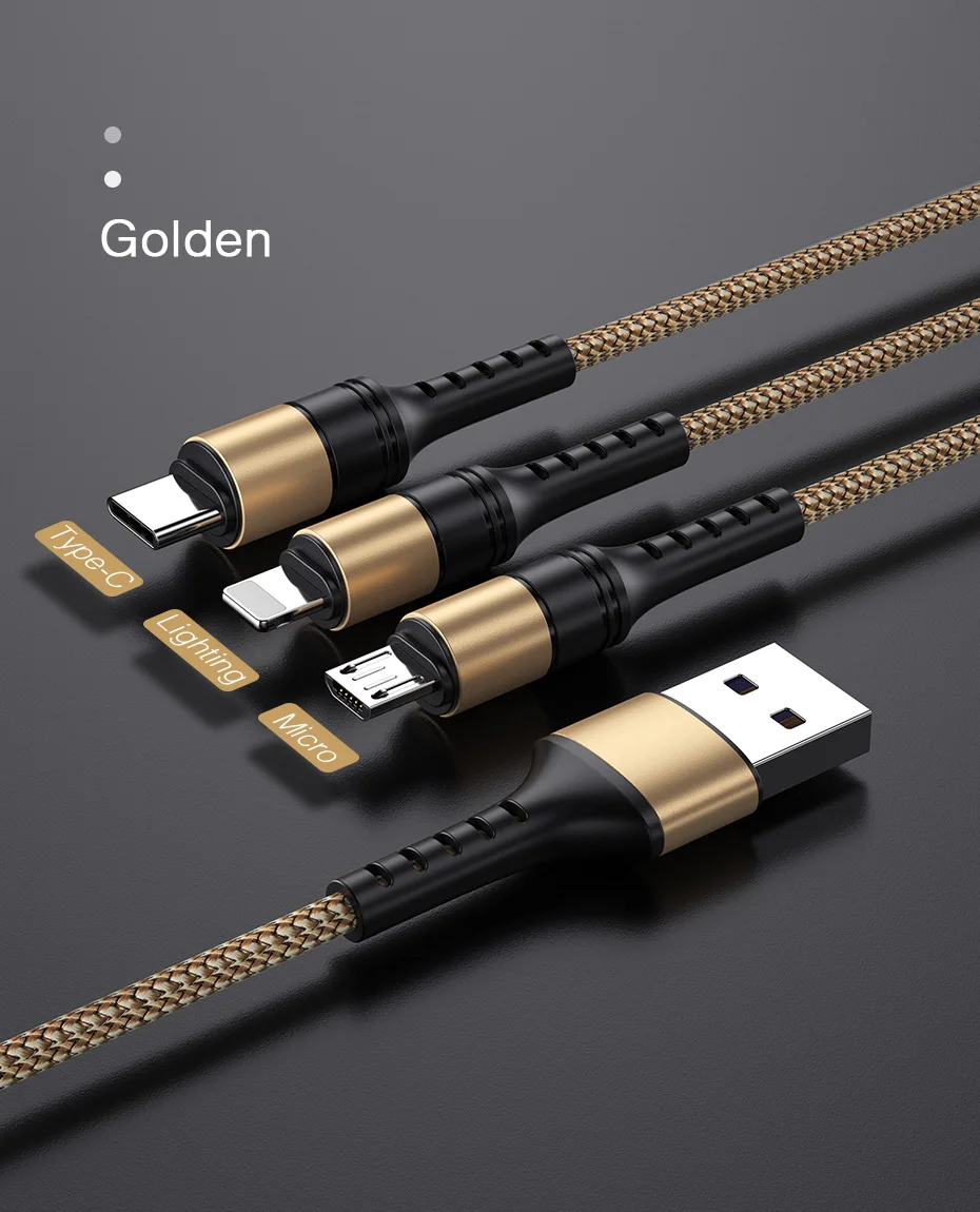 YKZ 3 в 1 Micro USB C кабель для samsung S10 Apple Xiaomi мульти Быстрый зарядный кабель для Android type C кабель для передачи данных мобильного телефона