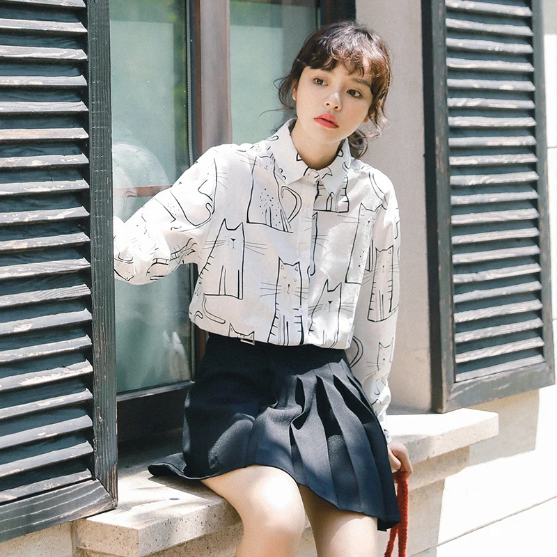 Для женщин рубашки леди Kawaii Винтаж свободные граффити Футболка с принтом Ulzzang Топ женский панк Harajuku туника