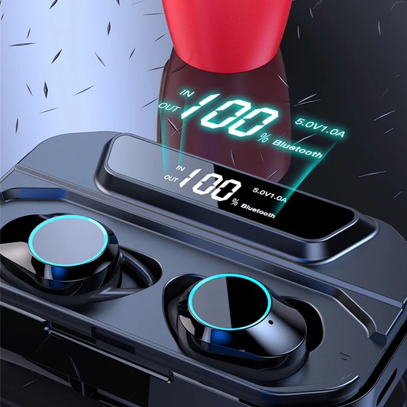 G02 TWS Bluetooth 5,0 наушники стерео беспроводные наушники IPX7 водонепроницаемые наушники с микрофоном 3300 мАч Внешний аккумулятор светодиодный дисплей питания