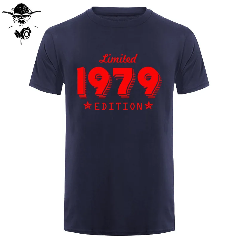 Коллекция 1979 года, модная одежда для дня рождения, ограниченный подарок, футболки с коротким рукавом и круглым вырезом для мужчин, для детей 40 лет, с коротким рукавом - Цвет: navy red