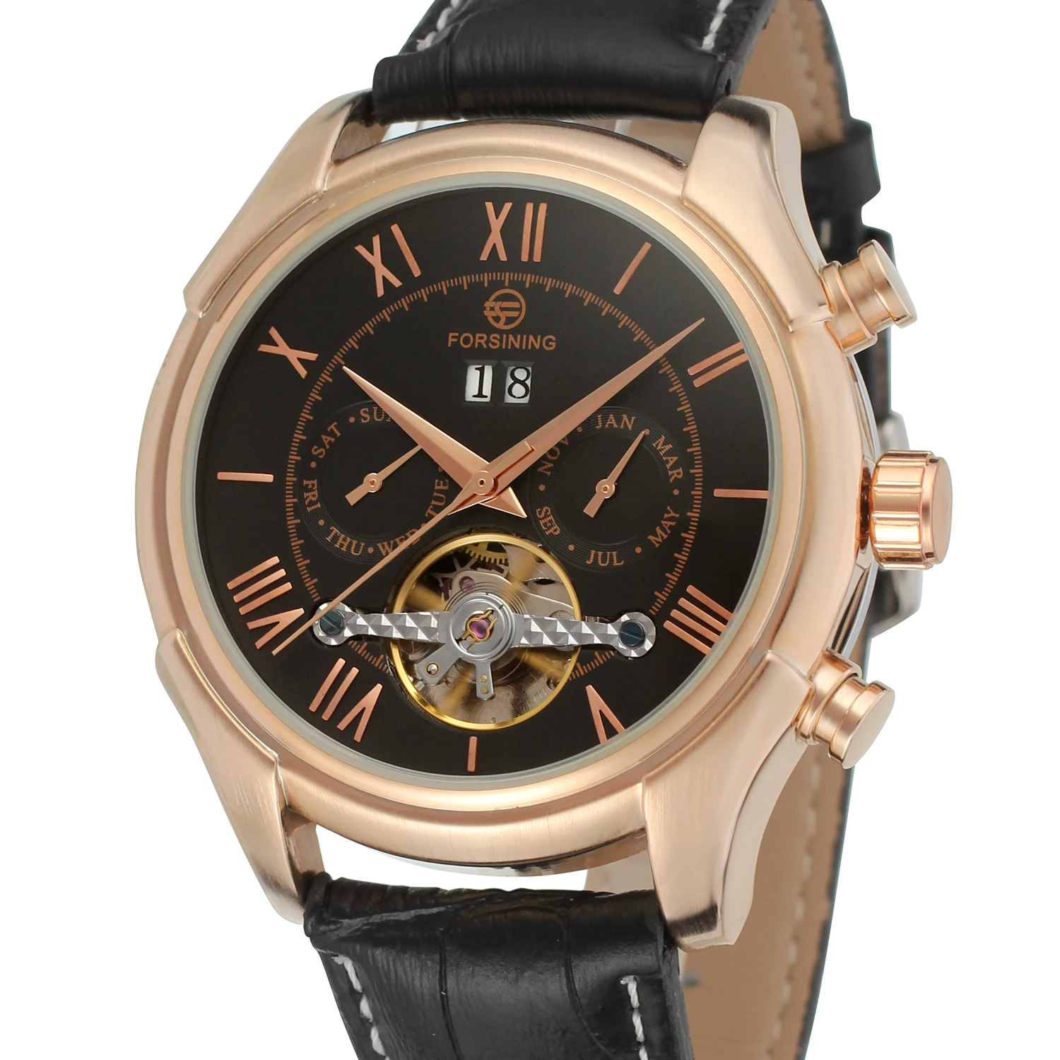 

2019 Fashion Forsining Top Brand Retro Skeleton Sport Clock Mechanical Clock Luminous Hands Genuine Leather For Men Luxury Watch