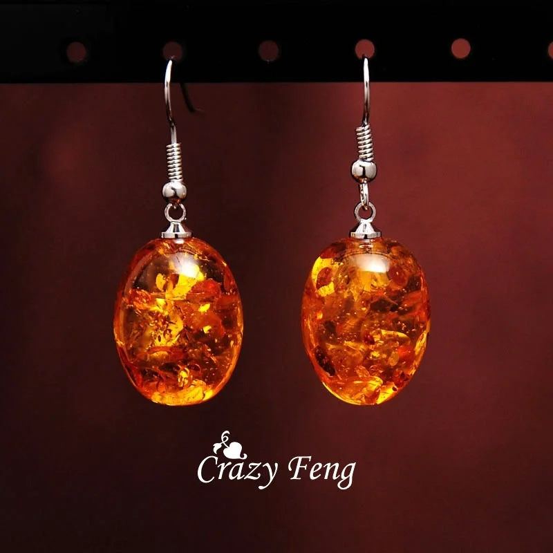 Yellow Ambers висячие серьги медовые имитирующие Ambers каплевидные женские серьги-Крючки винтажные серебряные ювелирные изделия подарки для нее - Окраска металла: Yellow