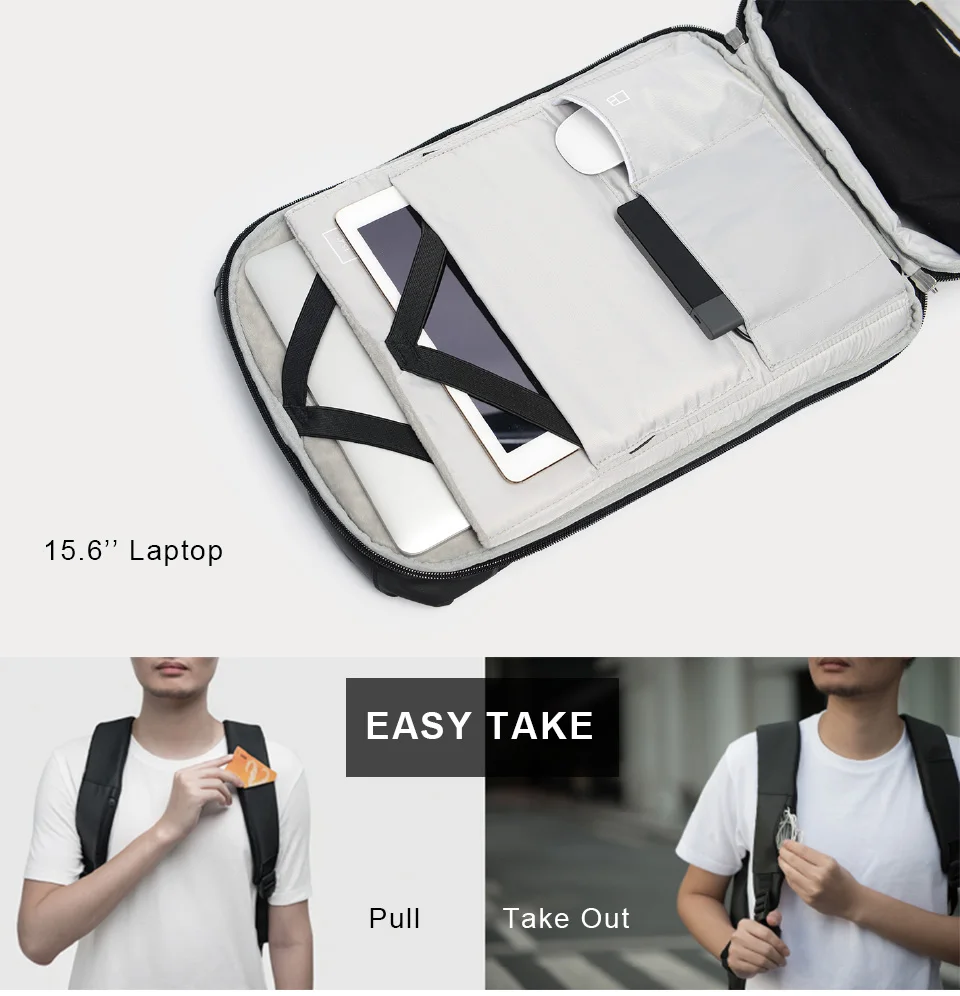 K Click Анти-Вор твердые Рюкзаки научная система хранения сумки Внешний usb зарядка Рюкзак для ноутбука для мужчин и женщин