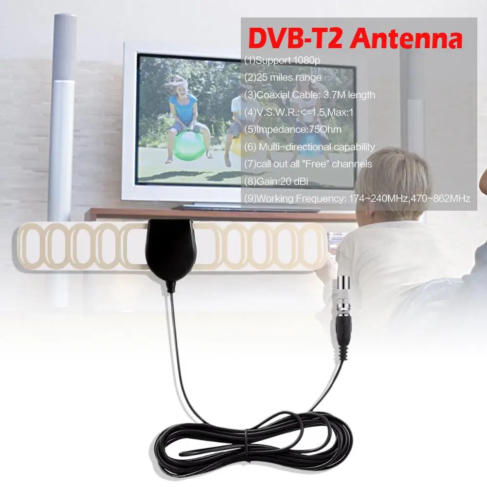 Цифровая VHF-H/УВЧ ТВ Активная антенна Встроенный 20 дБ РЧ-усилитель. Автомобильная
