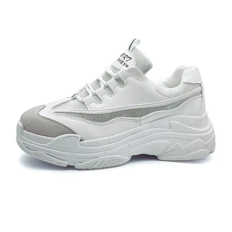 Size35-43; новинка года; модная летняя женская обувь; женская повседневная обувь; женские спортивные тотемные кроссовки на высокой платформе; цвет черный, белый - Цвет: Белый