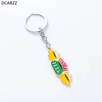 2019 friends tv show central perk key chains enamel coffee time logo key ring for good friends christmas gift jewelry wholesale