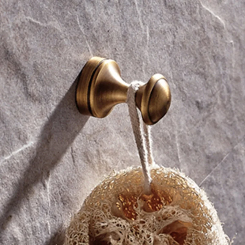 Clothes Hook Античный латунный набор аксессуаров для ванной комнаты, настенный держатель для туалетной бумаги, держатель для полотенец, вешалка для полотенец, стеклянная полка для ванной комнаты, аксессуары для ванной - Цвет: Clothes Hook