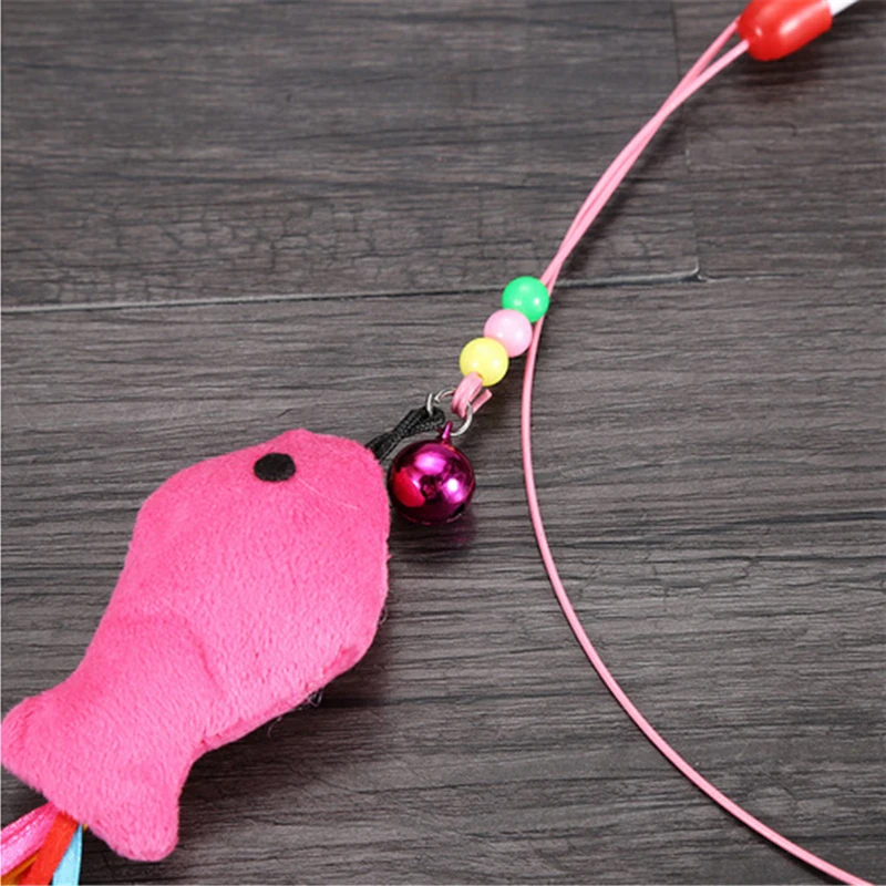 Форма рыбы игрушки для домашних животных кошек с колокольчиком забавная палочка