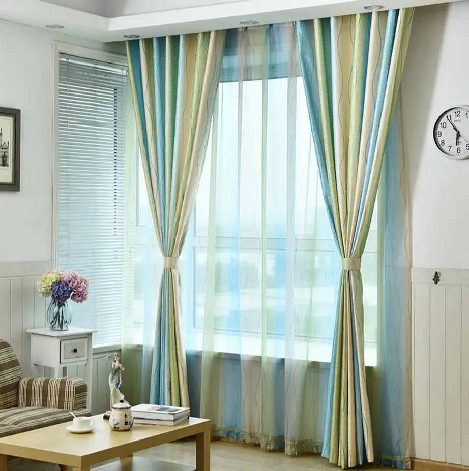 Для гостиной комнаты балкона спальни цвет изогнутые полосы занавес для
