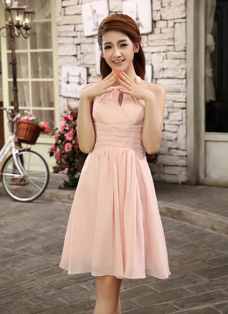 brand kaiqifashion wedding party dress adult varieties nude pink knee-length bridesmaid dresses | Свадьбы и торжества
