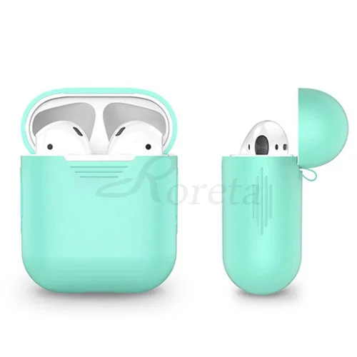 Зеленый Roreta силиконовый защитный чехол для наушников airPods, аксессуары для гарнитуры из ТПУ, мягкий чехол для Apple Airpods, зарядная коробка - Цвет: Зеленый