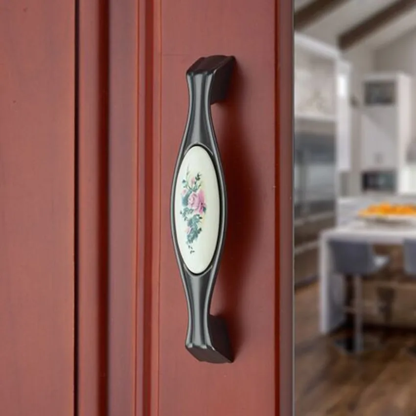 96 мм 128 модный с принтом в деревенском стиле керамические ручки для винного шкафа