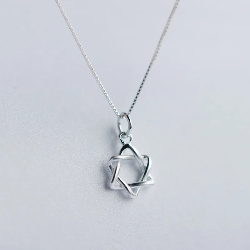 Серебряная ажурная открытая цепочка 925sterling silver с подвеской в виде звезды Давида