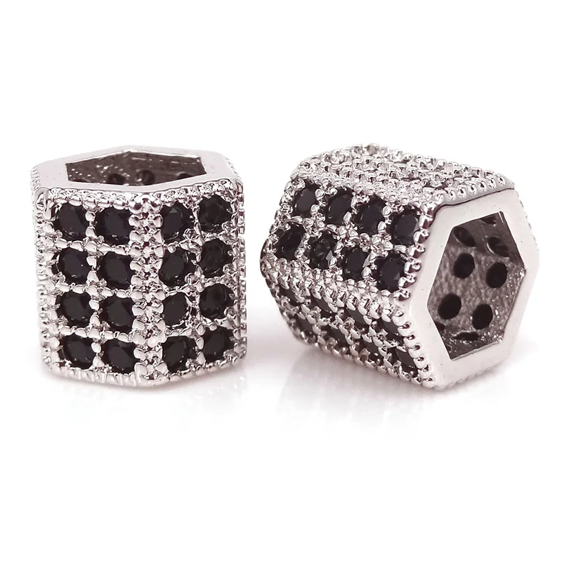 Бусины с черным цирконием европейские амулеты-бусины отверстием для браслетов