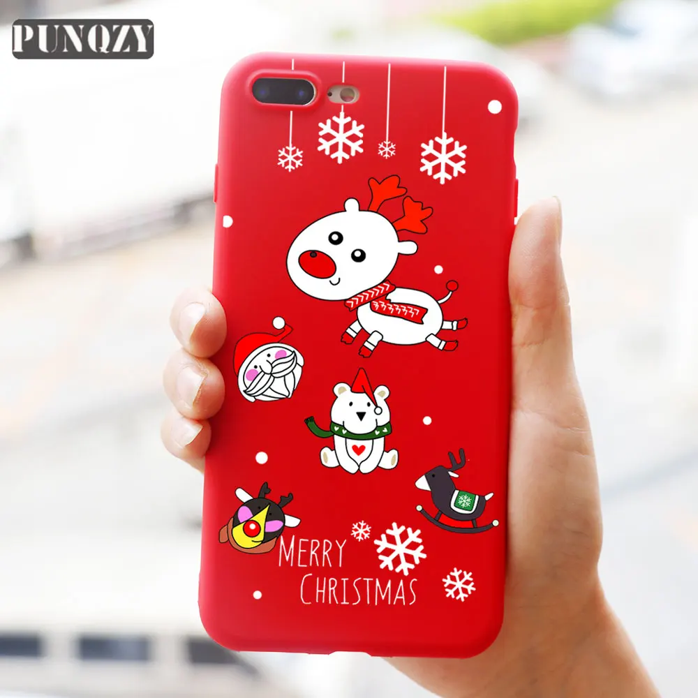 TPU A1577-red Год рождественский подарок лось снег милый чехол для телефона для iphone 11 pro 6s 8 7 Plus 5S X XS MAX ТПУ силиконовый чехол для iphone XR чехол - Цвет: TPU A1577-red
