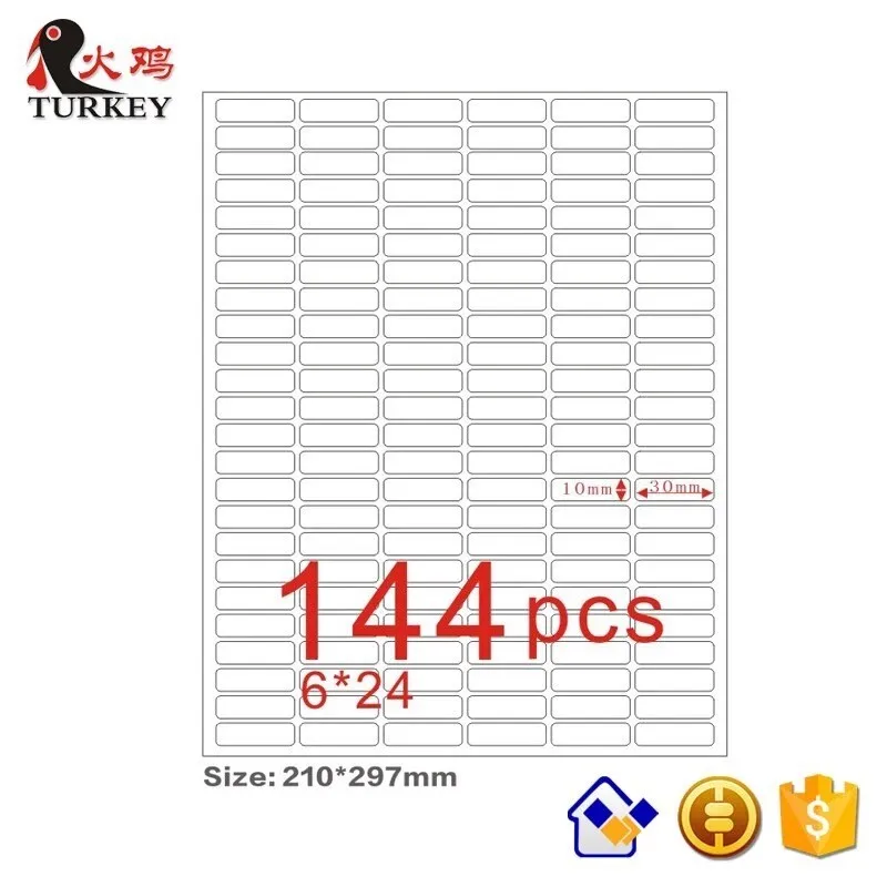 Лист а4 матовая самоклеящаяся бумага стикер 30x10 мм (круглый уголок 144 шт.) пустая