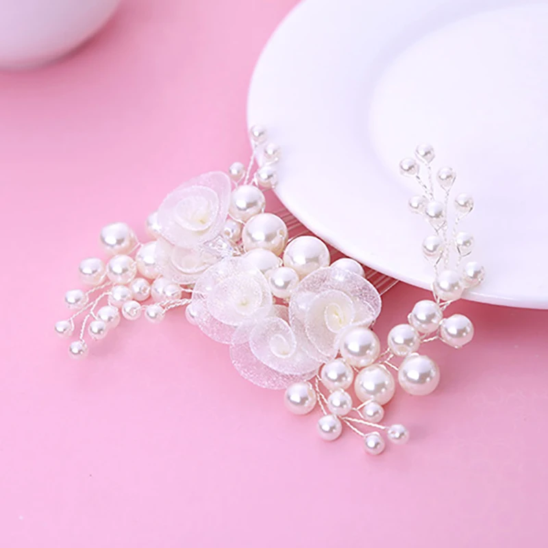 Гребни для волос с жемчужинами и цветами серебряного цвета свадебные украшения