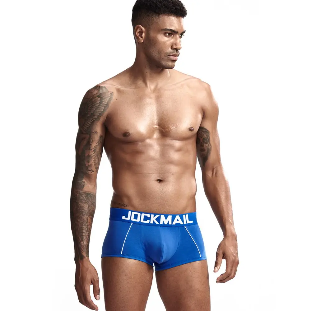 Бренд jockmail Горячая Мужское нижнее белье; трусы-боксеры; Соблазнительные однотонные хлопковые Для мужчин дышащие трусы-боксеры трусы