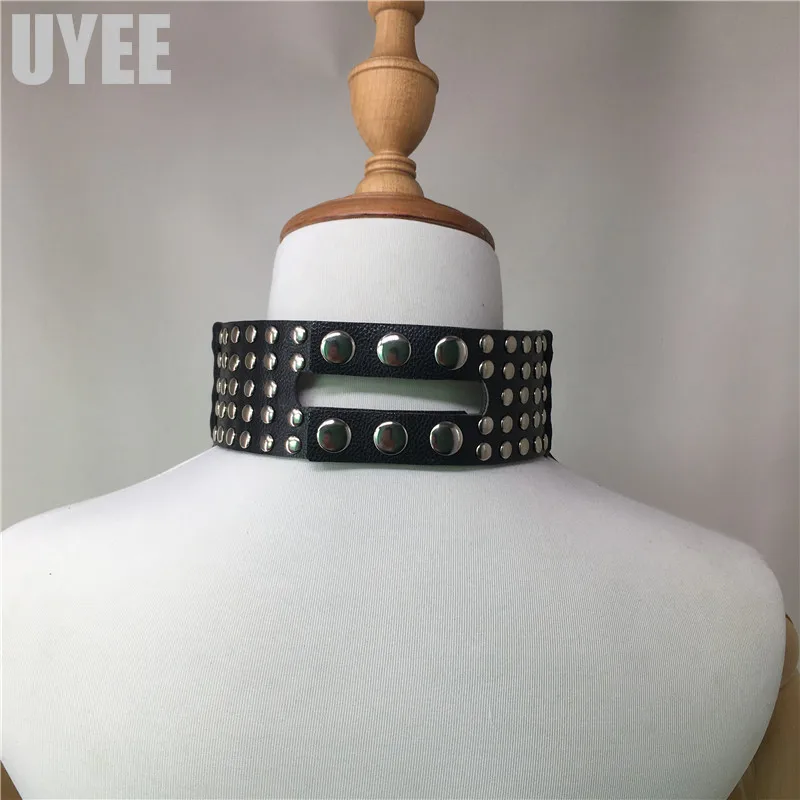 UYEE кожаный шейный ремень Cinturon Hombre жгут заклепки клинья воротник готический панк сексуальные пояса Харадзюку подтяжки Связывание LN-037