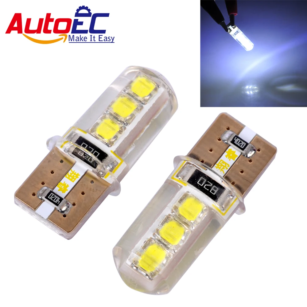 

AutoEC 10x силиконовый корпус светодиодный T10 194 W5W 6SMD 1820 Светодиодный Маркер номерной знак свет боковой задний свет лампа для автомобиля # LB139