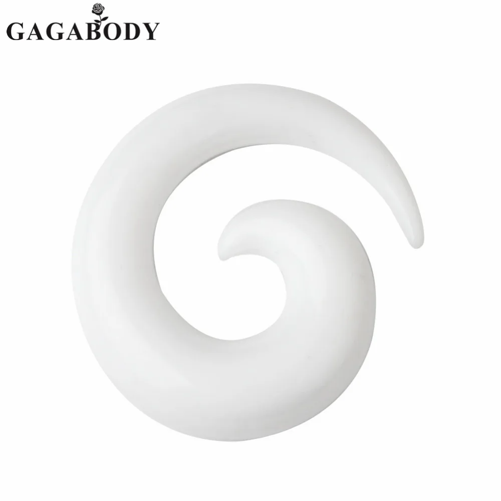 Рождество Новые Панк Белый Акрил спираль Форма туннели беруш пирсинг 2.5 мм-10 мм 1