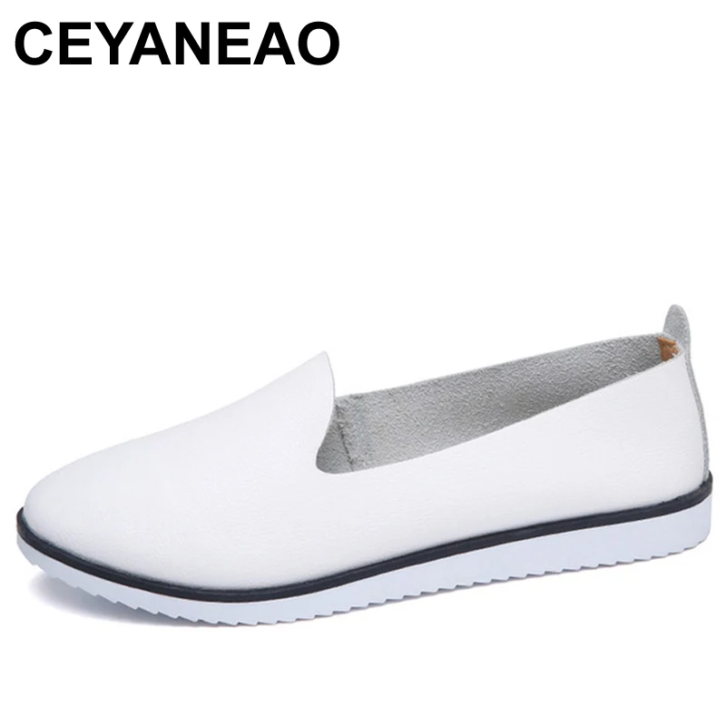 CEYANEAO/женские балетки на плоской подошве; слипоны из натуральной кожи; женские мокасины с закрытым носком; Повседневная обувь; женские летние лоферы; E862