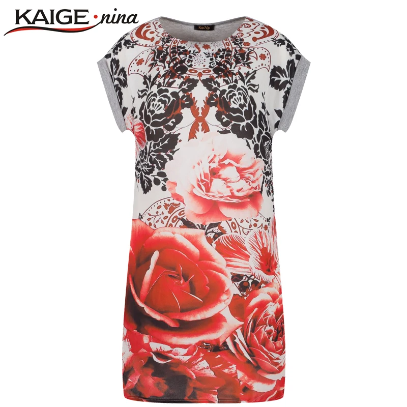 Kaige Nina Повседневное платье футболка женское модное мини с принтом летнее