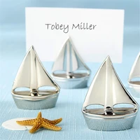 hot sell 100pcs sail boat silver beach theme place card holders for wedding