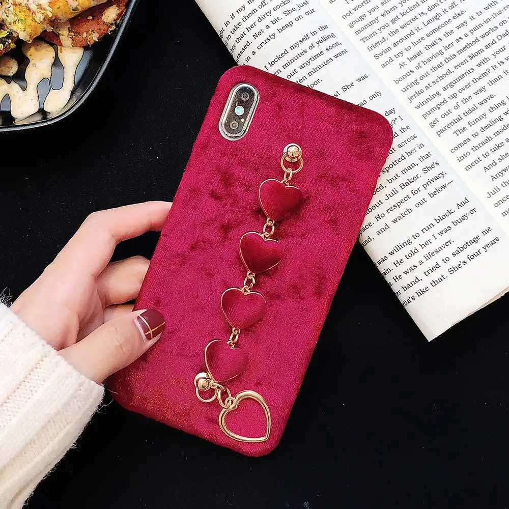Сердце кулон чехол для телефона для iphone 11 Pro XS MAX XR красный чехол s с браслетом Для iphone X 6 6S 7 8 Plus Мягкий силиконовый чехол Capa