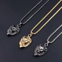 hiphop rock animal stainless steel lion head gold sliver black color chain necklaces pendant for men fashion jewelry