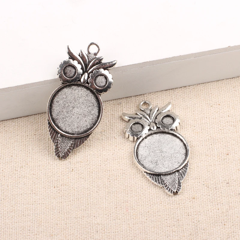 Круглые кабошоны в форме совы 10 шт. 20 мм металлическом корпусе античные