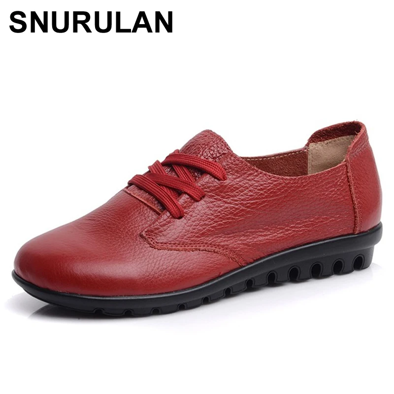 SNURULANWomen FlatShoes Женские повседневные туфли из натуральной кожи с круглым носком осенне-зимняя короткая плюшевая Повседневная Теплая обувь на плоской подошве женские 031