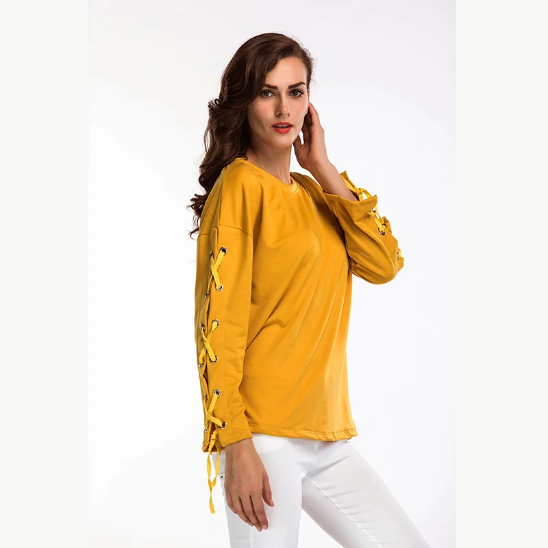 Повседневная Толстовка желтая уличная одежда свитшот Женская толстовка в