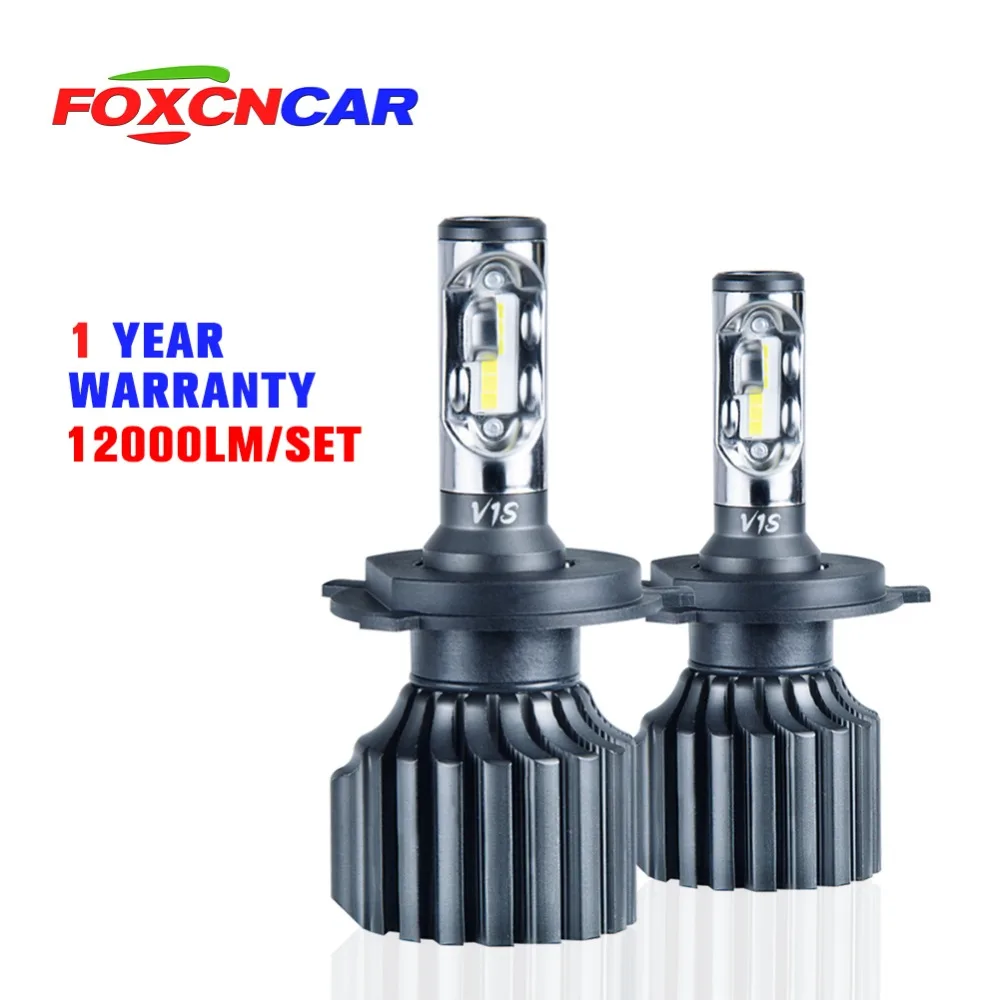Foxcncar H7 H4 светодиодный 6500K 3000K 8000K 4300K CSP 72W фары для 12000LM фар автомобиля H4 Hi Lo луч H1 H3 H11 H8 9005 9006 HB3 HB4 H15 12V