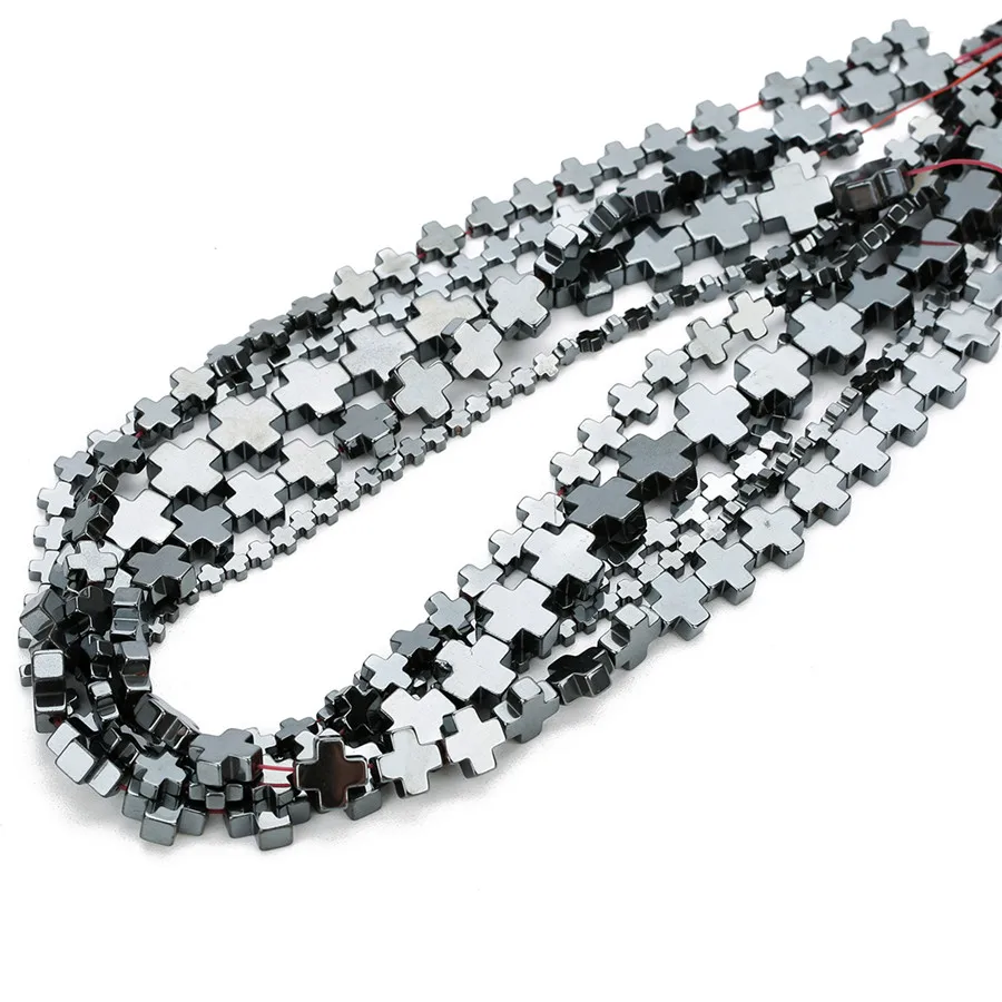 XINYAO Natural Stone Beads Cross Shape Black Hematite 4/6/8/10/12mm For Diy Jewelry Making Bracelet Necklace | Украшения и