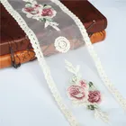 2 ярда, 9 см, бежевый, вышитая кружевная отделка г., винтажная роза, вырезанная сетчатая отделка, нашивка, свадебные аппликации DIYi